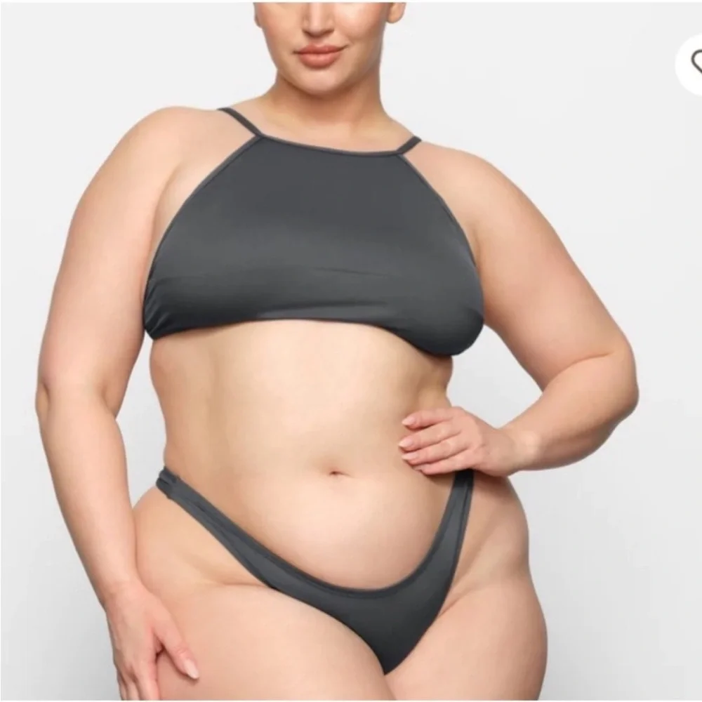 NWT Skims High Neck Swim Top Gunmetal Grey Large
